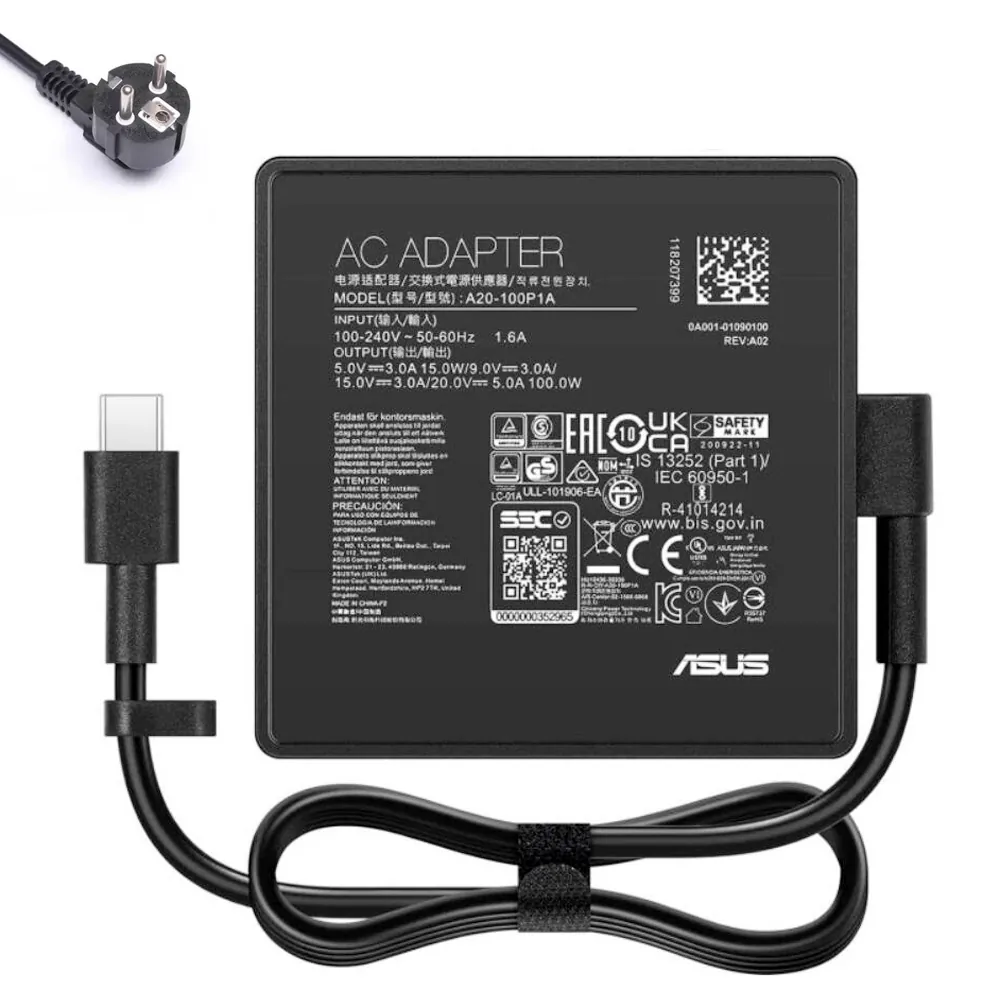 20V 5A 100W Asus USB-C oplader netadapter