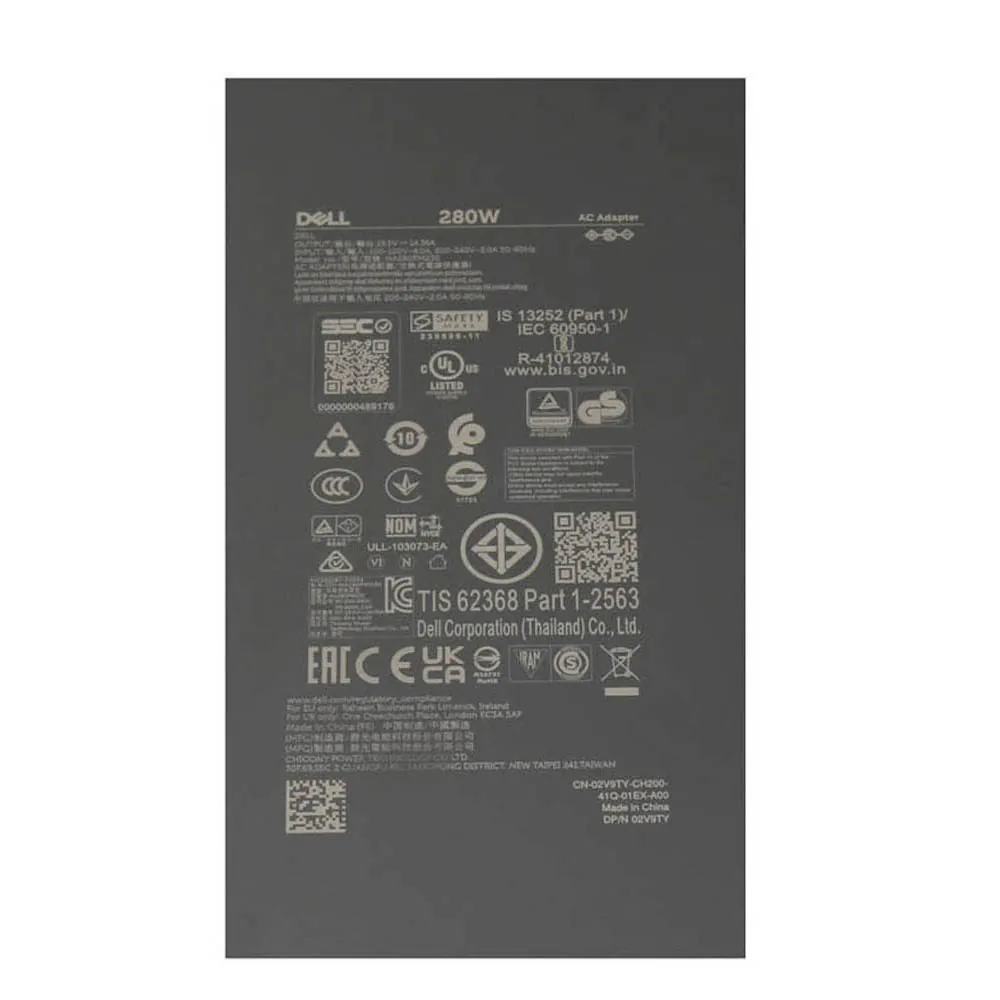 19,5V 14,36A 280W Dell gebogen oplader netadapter 7,4mm 5,0mm stekker - Afbeelding 2