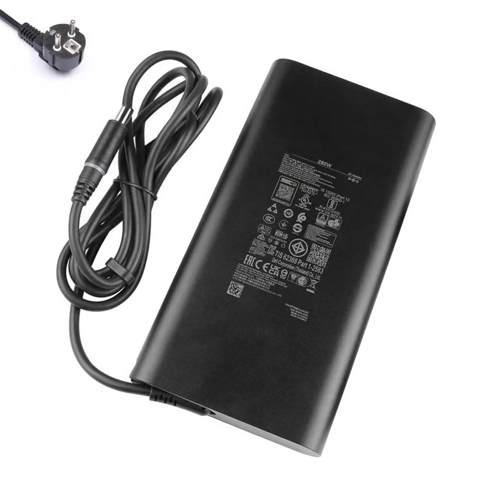 Geschikt voor Dell - 19,5V 14,36A 280W gebogen oplader netadapter 7,4mm 5,0mm stekker
