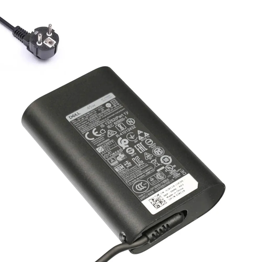 19,5V 2,31A 45W Dell gebogen oplader netadapter 4,5mm 3,0mm stekker