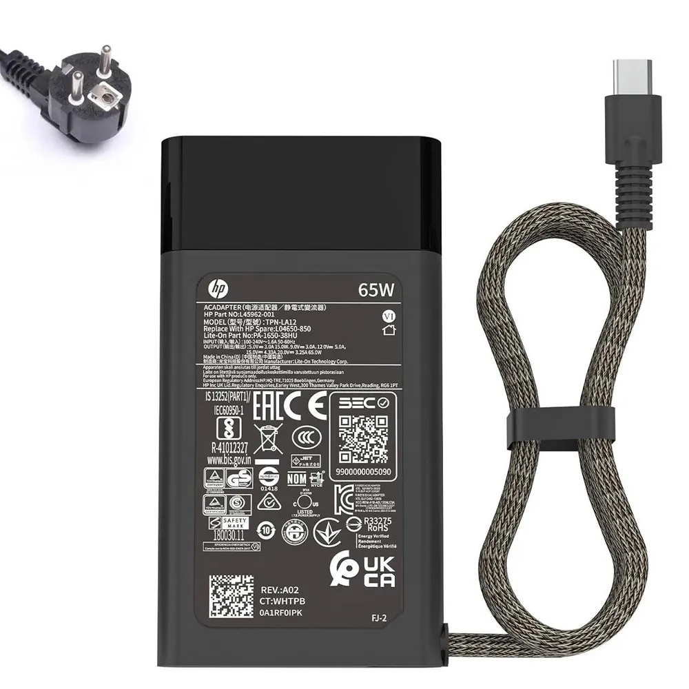 20V 3,25A 65W HP USB-C oplader netadapter with Rounded Corners