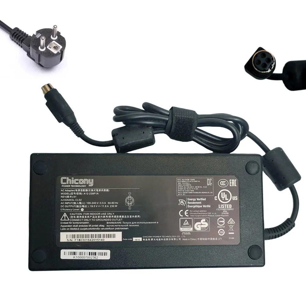 19,5V 11,8A 230W MSI oplader netadapter Round 4-pole stekker