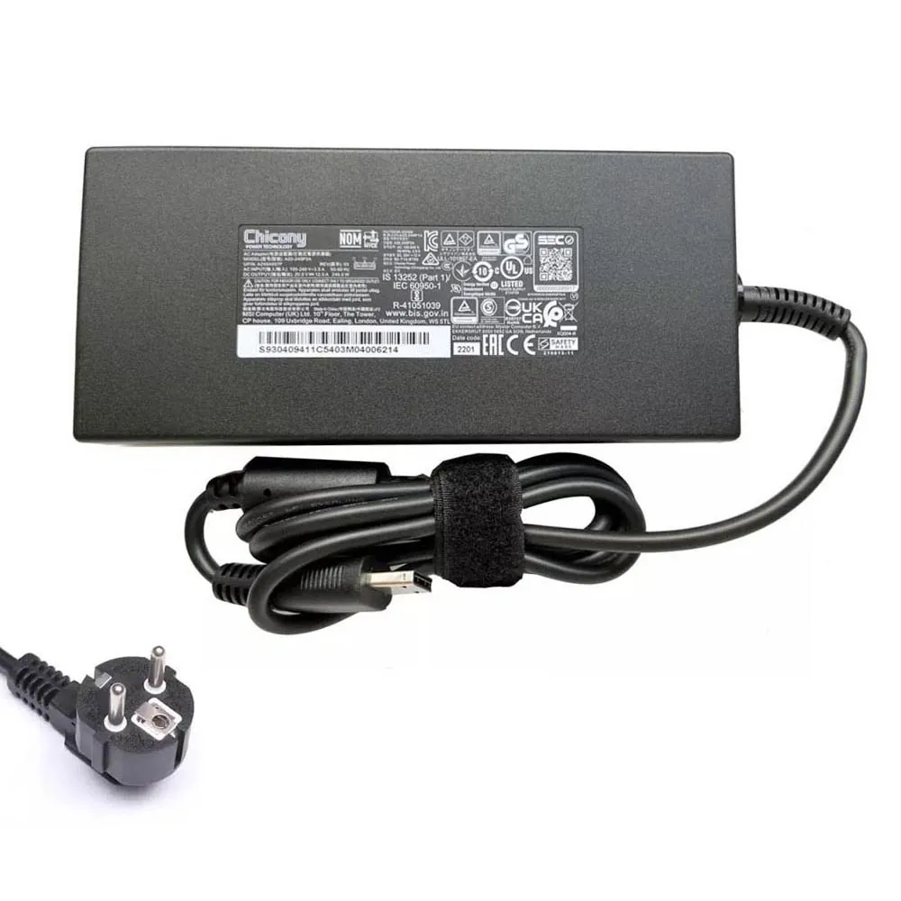 20V 12A 240W MSI oplader netadapter met rechthoekige stekker