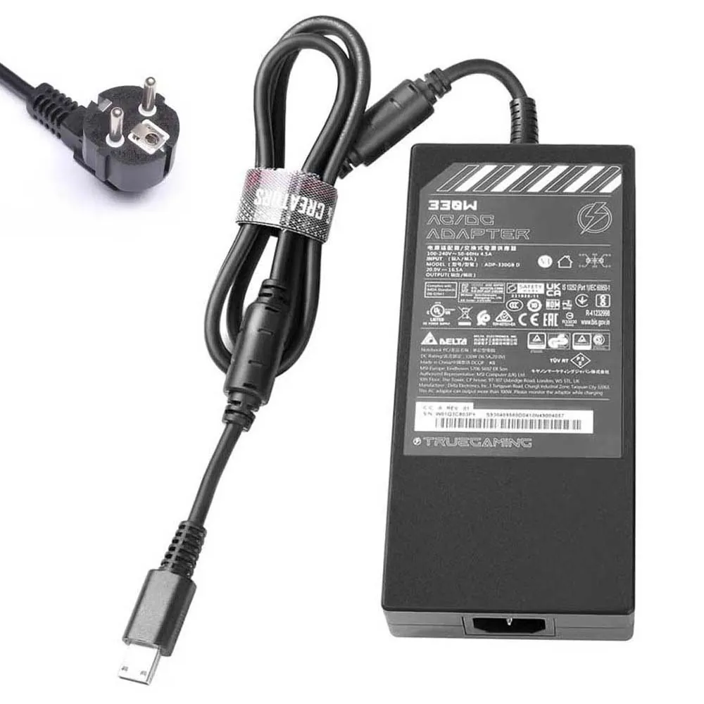 20V 16,5A 330W MSI oplader netadapter met rechthoekige stekker