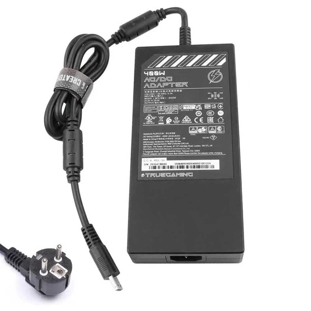 20V 20A 400W MSI oplader netadapter met rechthoekige stekker