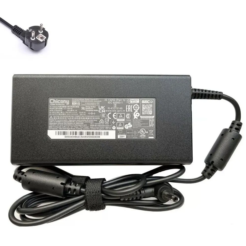 20V 9A 180W MSI oplader netadapter 4,5mm 3,0mm stekker