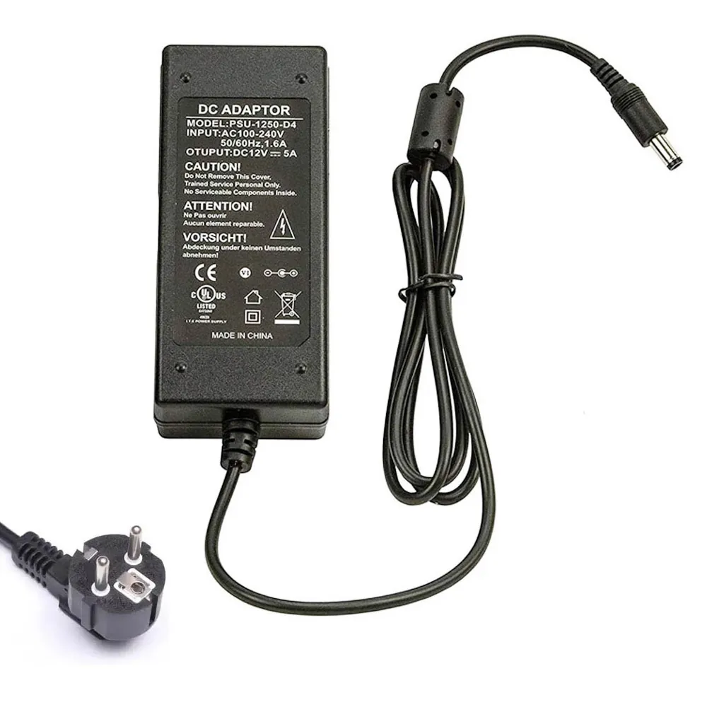 12V 5A 60W Delta oplader netadapter 5,5mm 2,5mm stekker