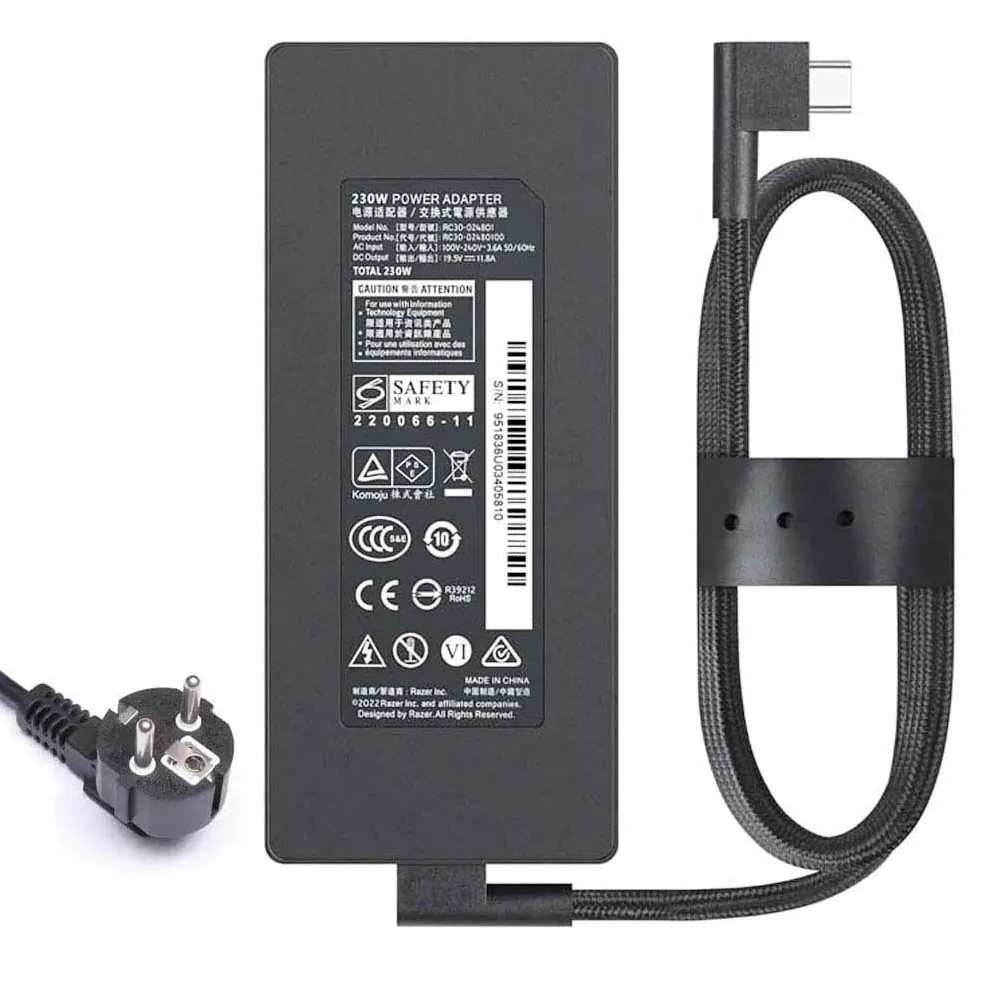 19,5V11,8A 230W Razer oplader netadapter 3-Pin Tip stekker
