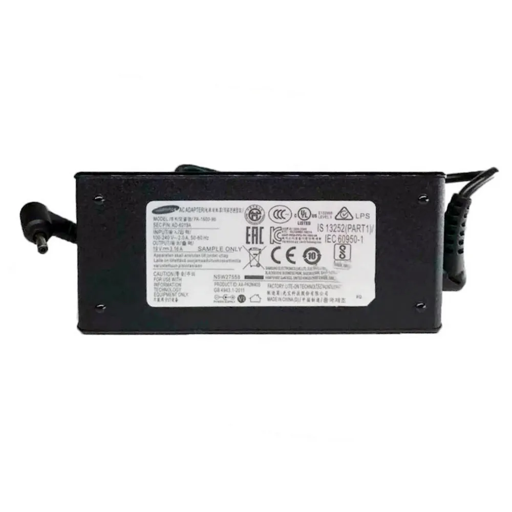 19V 3,16A 60W Samsung oplader netadapter 3,0mm 1,0mm stekker