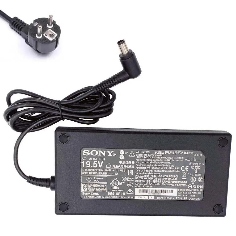 19,5V 9,2A 180W Sony oplader netadapter 6,5mm 4,4mm stekker