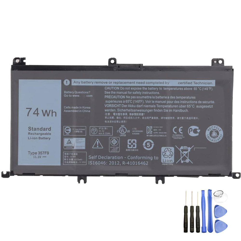Vervanging voor Dell 357F9 accu (batterij) 74Wh